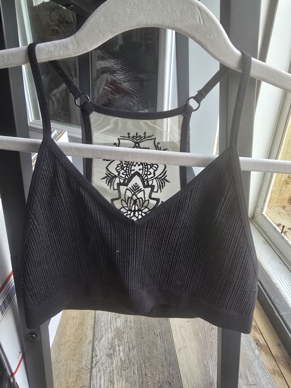 Black Ribbed V-Neck Bralette